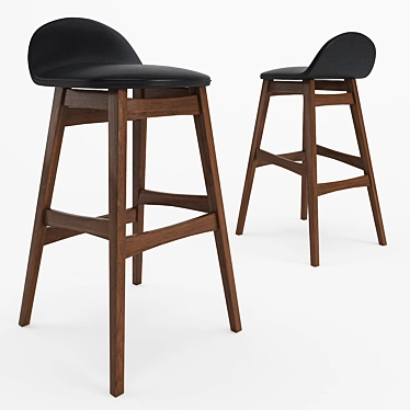 Nacka Mid-century Modern Barstool - Set of 2 3D model image 1 