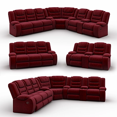 Vacherie Black Double Reclining Sectional - Sleek and Spacious Comfort 3D model image 1 