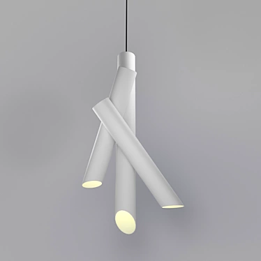 Sleek White Metal Pendant Light 3D model image 1 