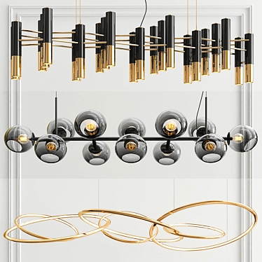 Versatile Suspension Chandelier - 3 Options 3D model image 1 