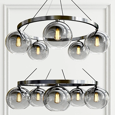 Ethereal Gray Glass Chandelier 3D model image 1 