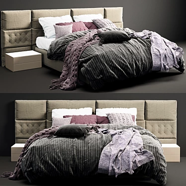 Luxurious Boiserie Marlene Bed 3D model image 1 