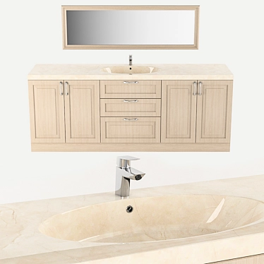 Sleek V-Ray Bathroom Sink 3D model image 1 