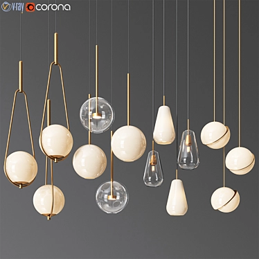 Elegant Pendant Light Collection - 4 Types 3D model image 1 