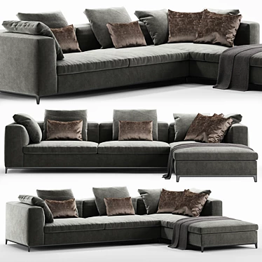 Sleek B&B Italia Michel Club Sofa: Luxury and Style 3D model image 1 