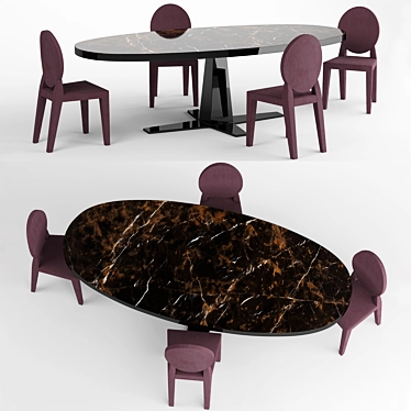 Elegant Longhi Damsel Chair and Rim Table 3D model image 1 