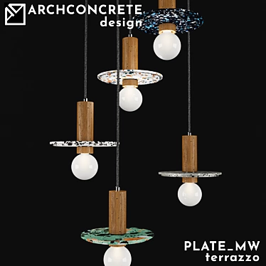 Terrazzo OM Pendant Lamp - Minimalist Concrete Design 3D model image 1 