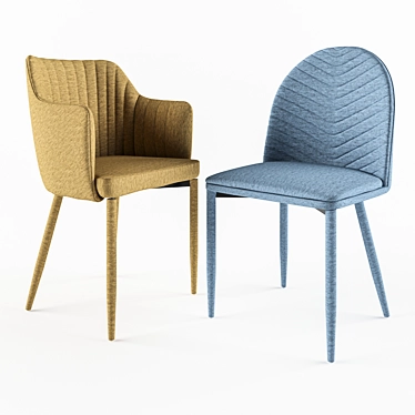 Signal Welton & Lucil Stools: Blue, Brown & Grey Fabrics 3D model image 1 
