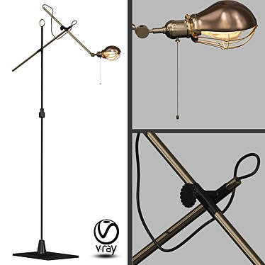 Steampunk Floor Lamp Extension Pole 3D model image 1 