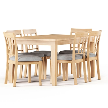 Sustainable 7-Piece Wood Dining Set 3D model image 1 