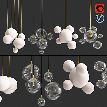 Bolle Bubble LED Pendant Lamp - Stylish Lighting Set 3D model image 1 