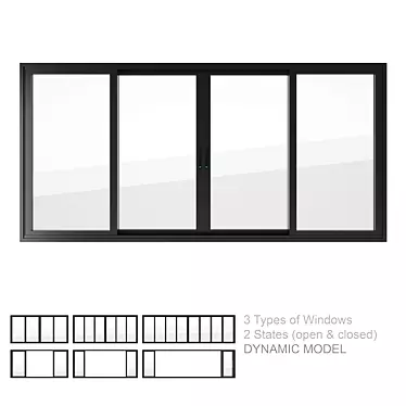 Dynamic Sliders: Customizable Windows Set 3D model image 1 