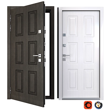 Classic 7 Metal Door with Your Frame: Elegant and Secure 3D model image 1 