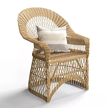 Cozy Wicker Chair: Traditional Weaving with Cushion 3D model image 1 