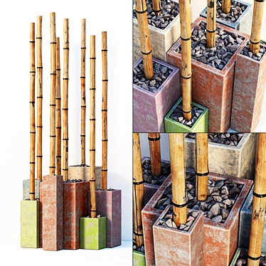 Bamboo Box Decor Set 3D model image 1 