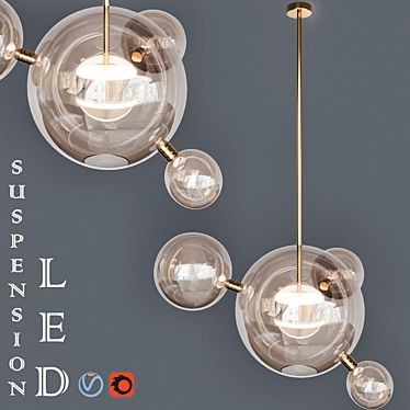 Modern LED Bubble Suspension Lamp 3D model image 1 