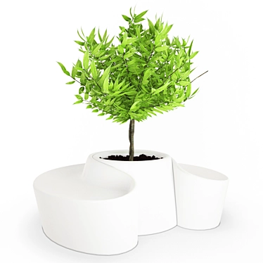 Sleek White Pot with Perch 3D model image 1 