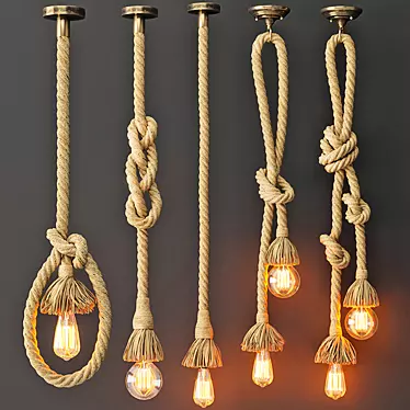 Industrial Style Rope Pendant Lamp 3D model image 1 