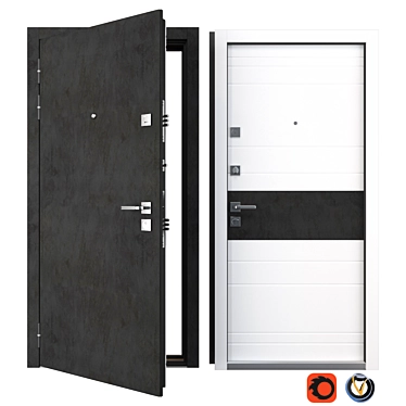 Stylish Carbon Metal Entrance Door 3D model image 1 