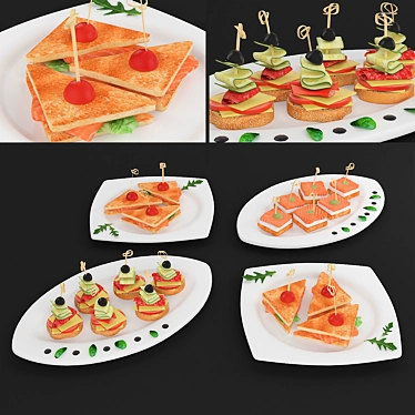 Elegant Canapes Set for Entertaining 3D model image 1 