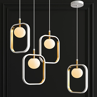 Avola Pendant: Modern White + Gold 3D model image 1 