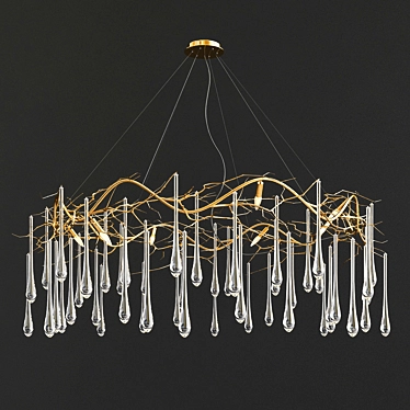 Elegant Brass & Glass Chandelier 3D model image 1 