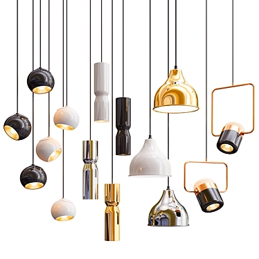 Elegant Quadruple Pendant Lights 3D model image 1 