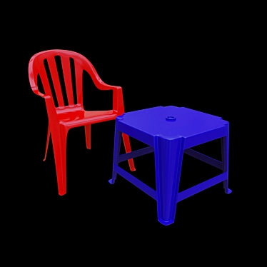 Colorful Plastic Chair & Table Set 3D model image 1 