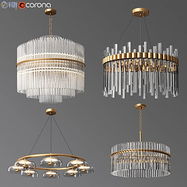 4 Ceiling Light Set: Nocturne, Blossi, Orion, Casandra 3D model image 1 