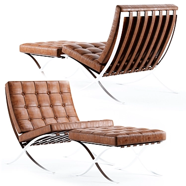 Elegant Knoll Barcelona Chair 3D model image 1 