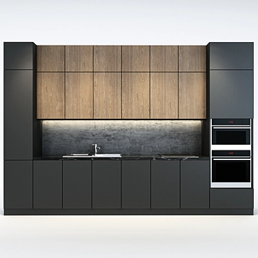 Sleek Kitchen 04 3D model image 1 