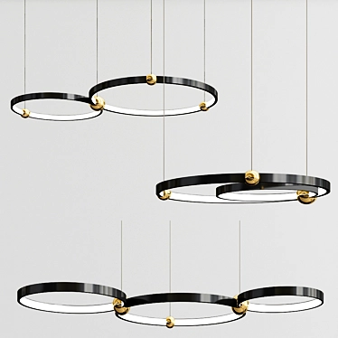 Celestial Rings Metal Chandelier 3D model image 1 