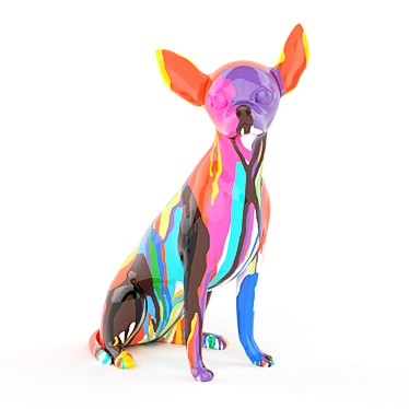 Graffiti Chihuahua Sculpture: Artsy Canine Decor 3D model image 1 