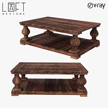 LoftDesigne 10795: Stylish Oak Coffee Table 3D model image 1 