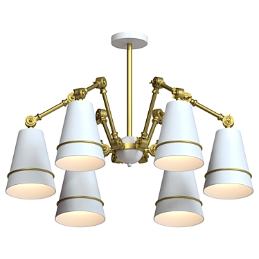 Golden Loft Ceiling Chandelier 3D model image 1 