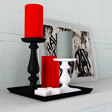 Elegant Candle Decor Set 3D model image 1 