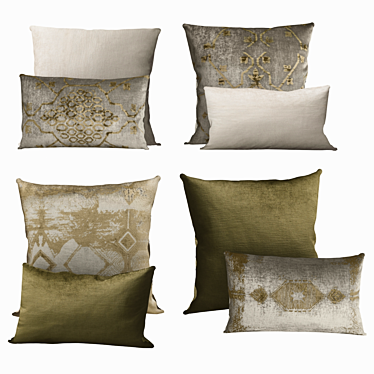 Luxurious Velvet Oushak Pillows 3D model image 1 