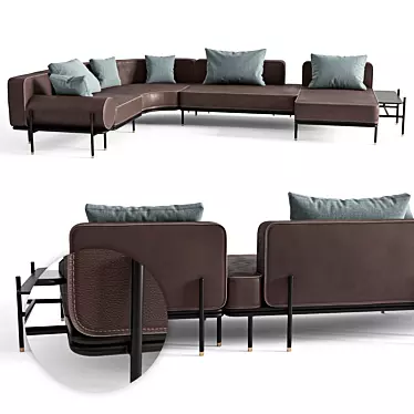 Italian Leather Modular Sofa: Selva 3D model image 1 