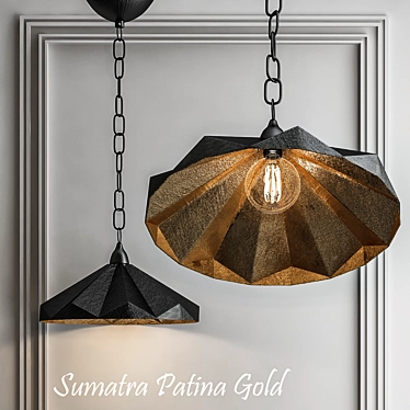 Vintage Sumatra Patina Gold Chandelier 3D model image 1 