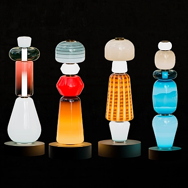 Vibrant Blown-Glass Totems by Luca 3D model image 1 