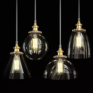 Vintage Industrial Pendant Lights 3D model image 1 