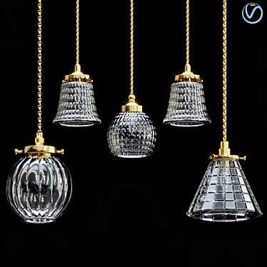 Elegant Glass Pendant Lamp 3D model image 1 