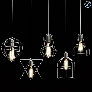 Vintage Techo Lampara Comparación 3D model image 1 