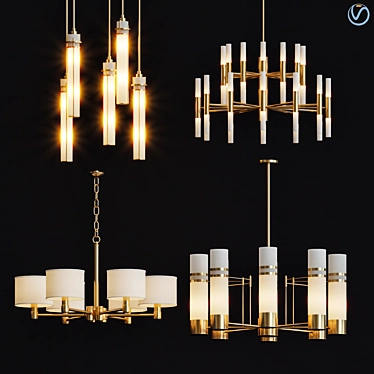 Elegant Antique Brass Chandelier 3D model image 1 