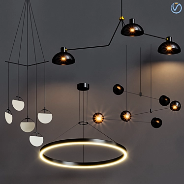 Sleek Metal Pendant Lamp 3D model image 1 