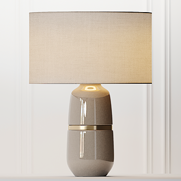 Elegant Banded Ceramic Table Lamp 3D model image 1 