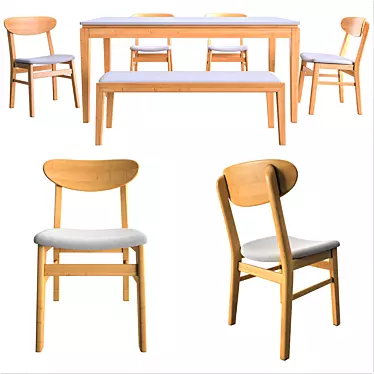 Modern Rectangular Dining Table Set 3D model image 1 