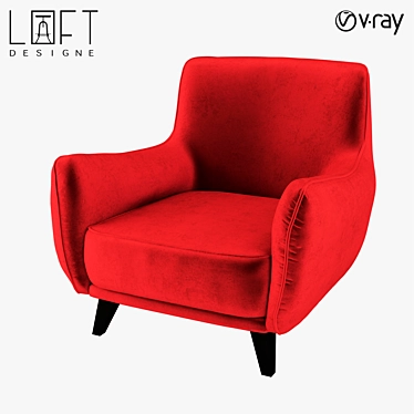 LoftDesign Armchair 32800: Stylish Wood and Fabric Seating 3D model image 1 