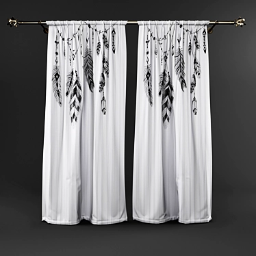 Hontis Blackout Curtains: Complete Set 3D model image 1 