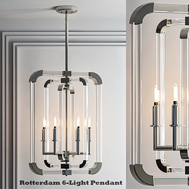 Sleek Rotterdam 6-Light Pendant 3D model image 1 